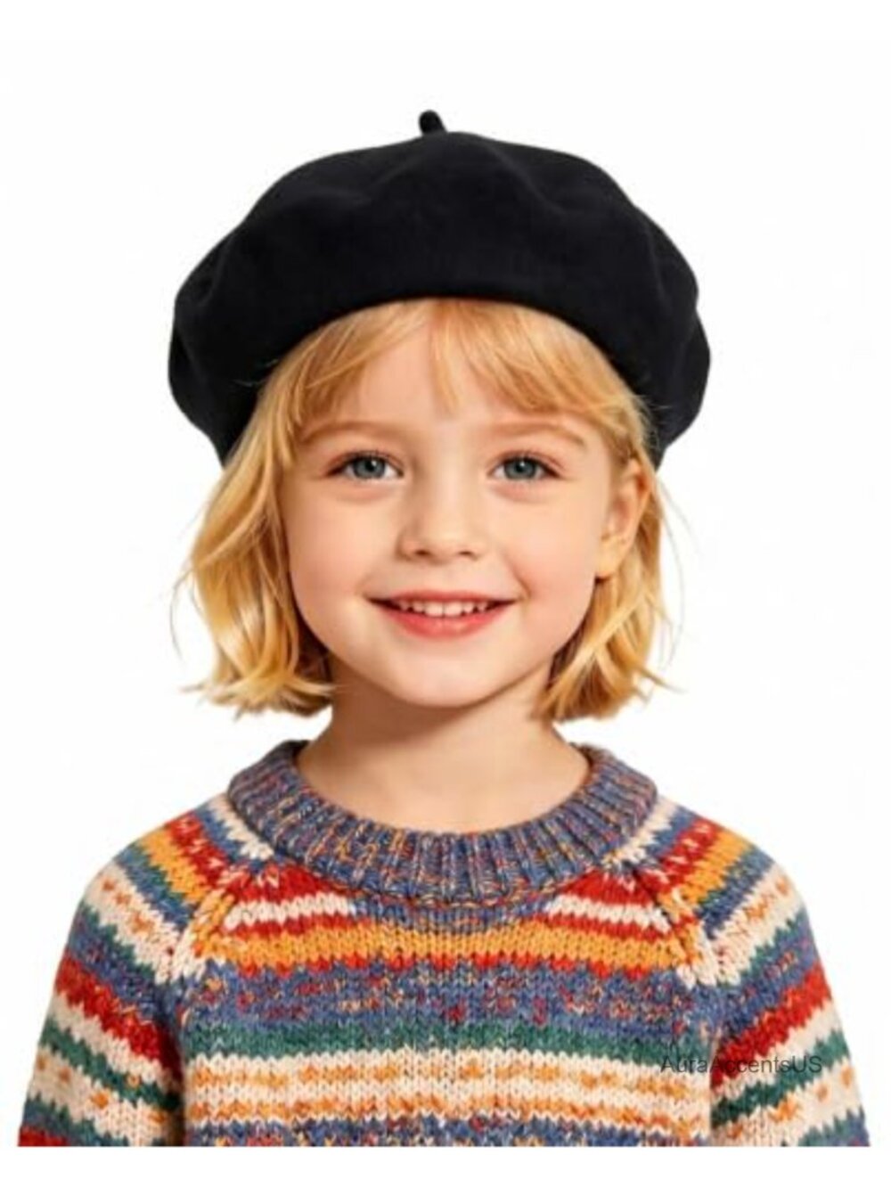 Kids French Beret Wool Hat for Girls Artist Style Cap